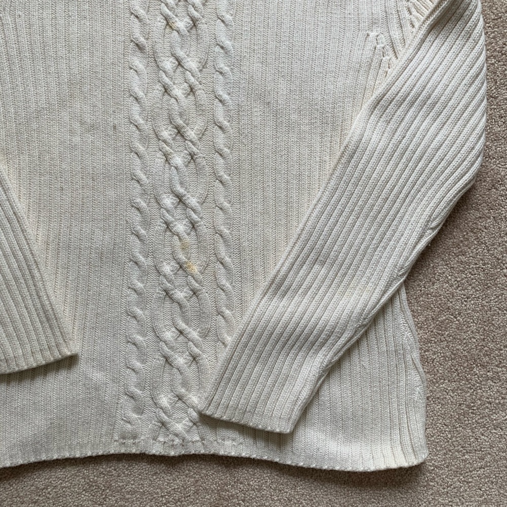 Ivory mock-neck cable knit sweater - Picture 2 of 7